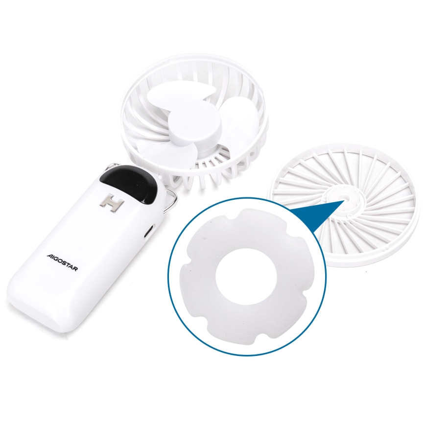 Aigostar - Акумулаторен handheld fan 4W/5V 1200mAh бял