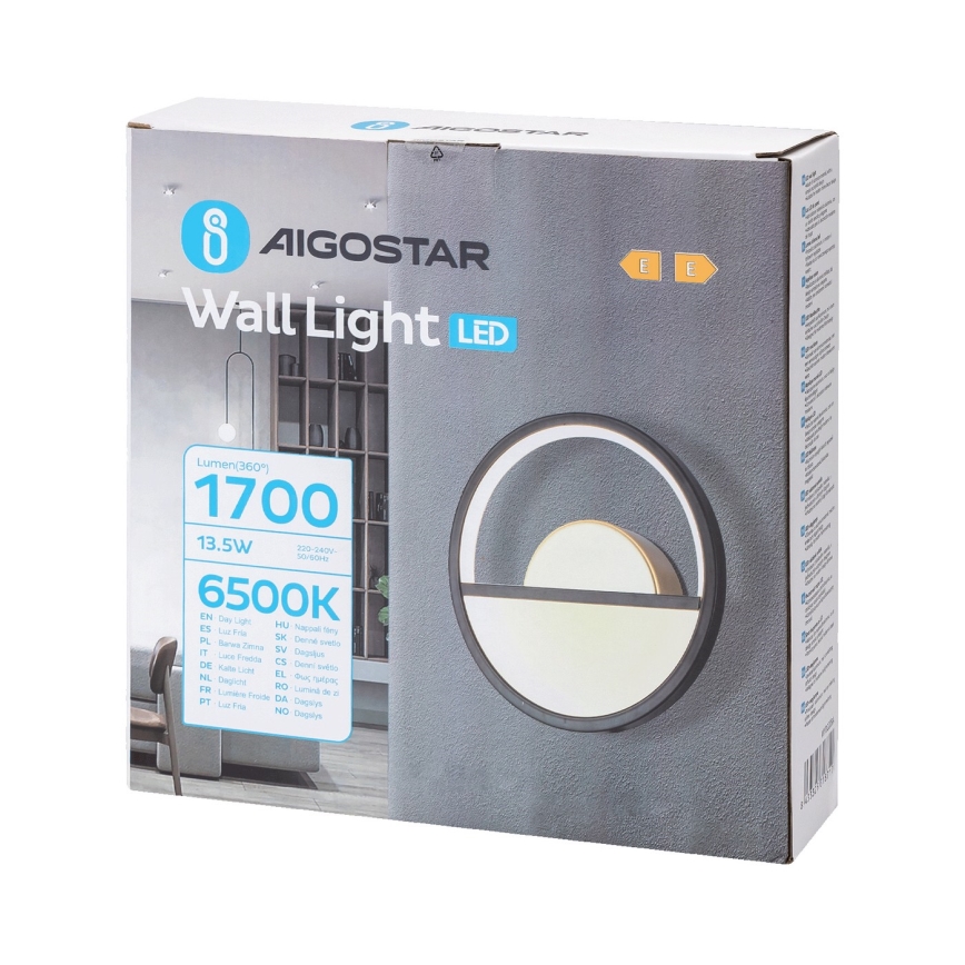 Aigostar - LED аплик LED/13,5W/230V 6500K черен/златист