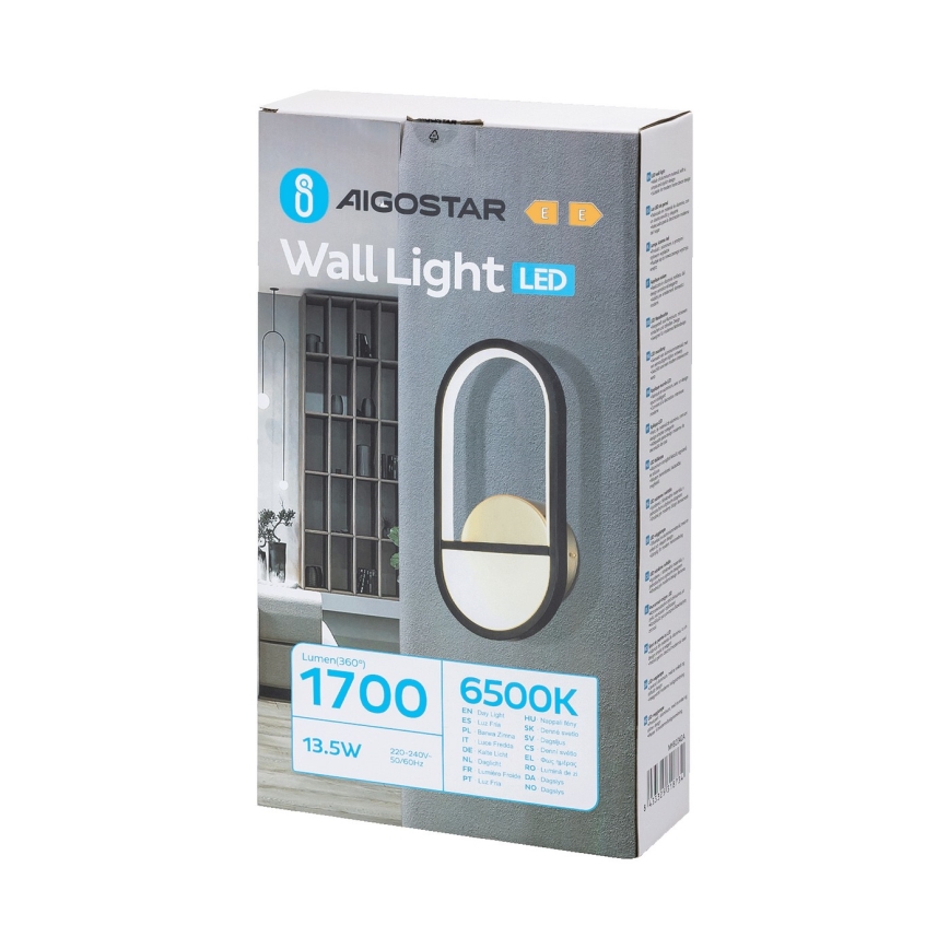 Aigostar - LED аплик LED/13,5W/230V 6500K черен/златист