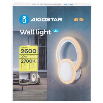 Aigostar - LED аплик LED/20W/230V 2700K бял