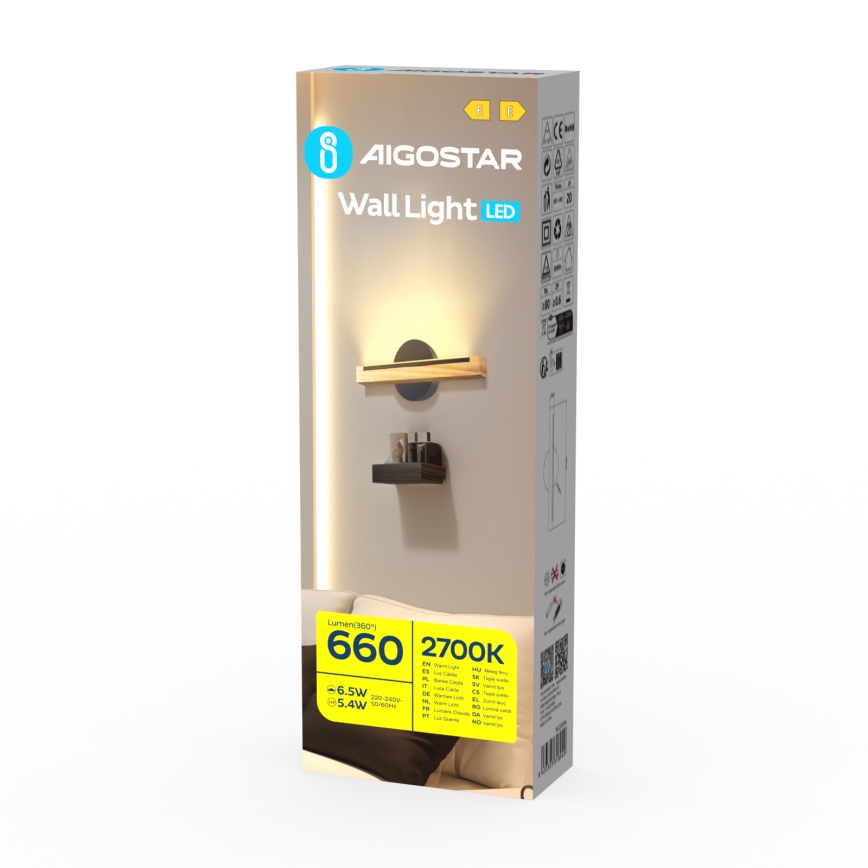 Aigostar - LED аплик LED/6,5W/230V 2700K