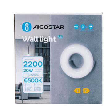Aigostar - LED Екстериорен аплик LED/20W/230V 6500K IP65 черен