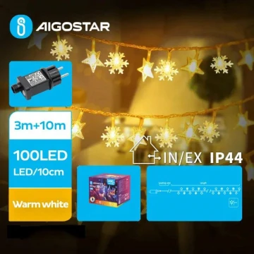 Aigostar - LED Екстериорни коледни лампички 100xLED/8 функции 13 м IP44 топло бял