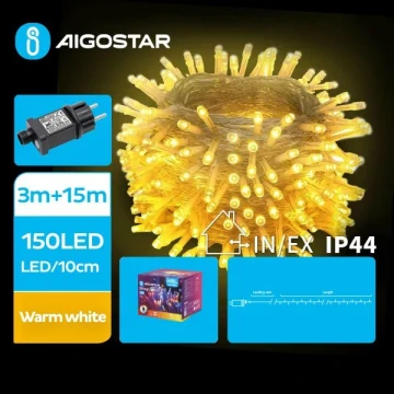 Aigostar - LED екстериорни коледни лампички 150xLED/8 функции 18 м IP44 топло бял