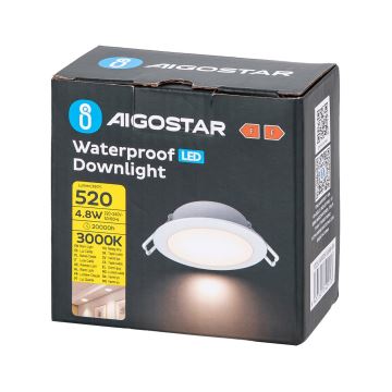 Aigostar - LED Лампа за вграждане в баня LED/4,8W/230V 3000K бял IP65