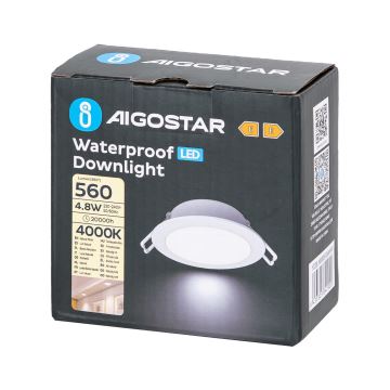 Aigostar - LED Лампа за вграждане в баня LED/4,8W/230V 4000K бял IP65