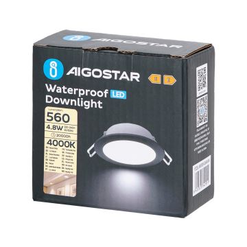 Aigostar - LED Лампа за вграждане в баня LED/4,8W/230V 4000K черен IP65