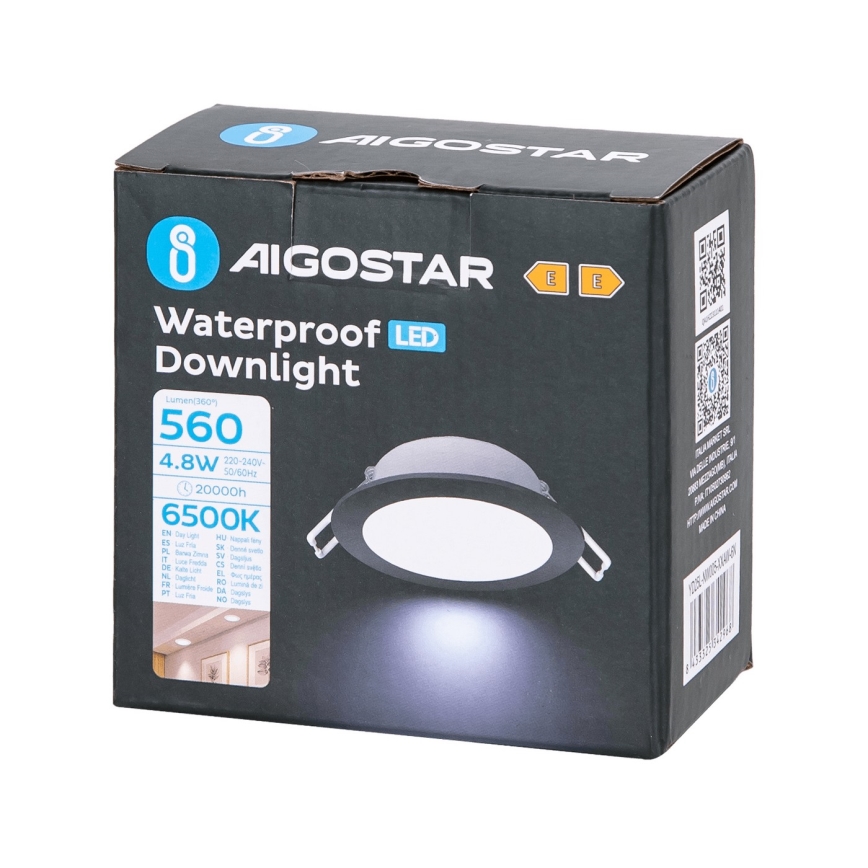 Aigostar - LED Лампа за вграждане в баня LED/4,8W/230V 6500K черен IP65