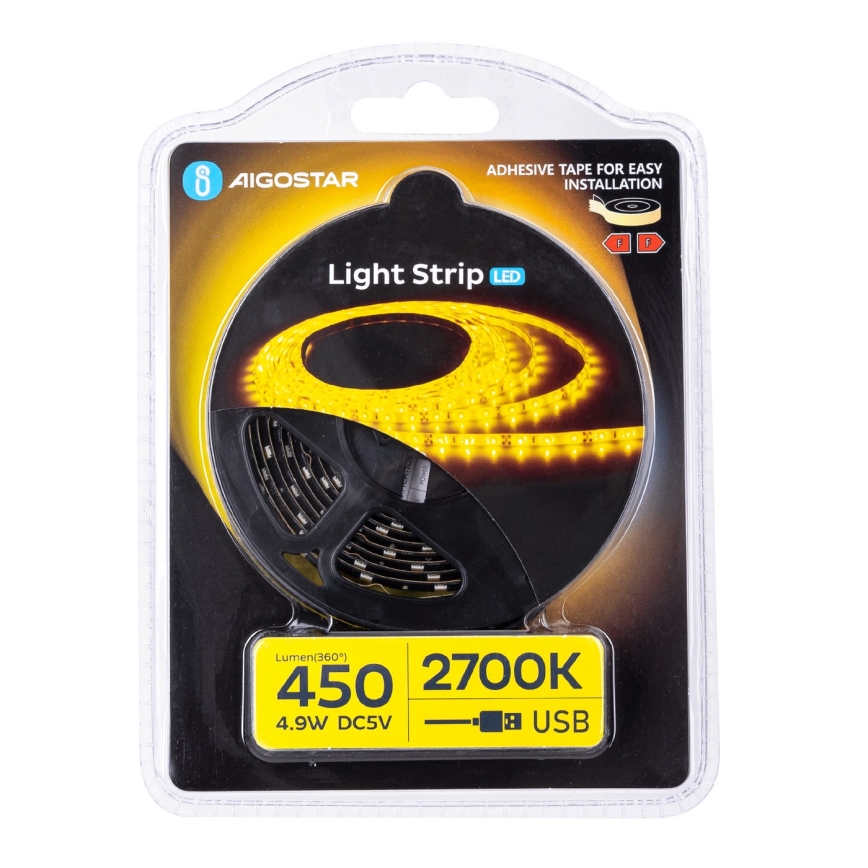 Aigostar - LED Лента 2m LED/4,9W/5V 2700K IP65