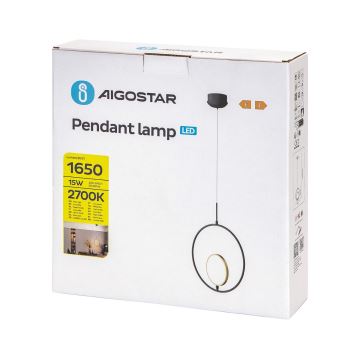 Aigostar - LED Пендел LED/15W/230V 6500K черен/златист