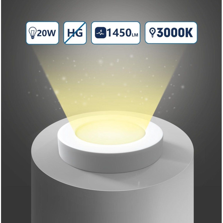 Aigostar - LED Плафониера LED/20W/230V Ø 24,7 см 3000K бял