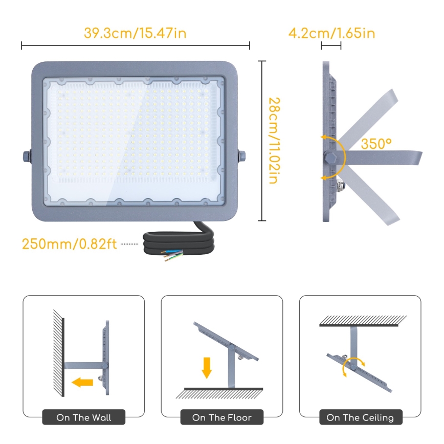 Aigostar - LED Прожектор LED/200W/230V сив 6500K IP65