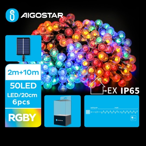 Aigostar - LED соларни декоративни лампички 50xLED/8 функции 12 м IP65 многоцветен