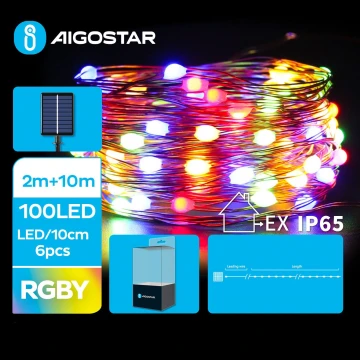 Aigostar - LED соларни коледни лампички 100xLED/8 функции 12 м IP65 многоцветен