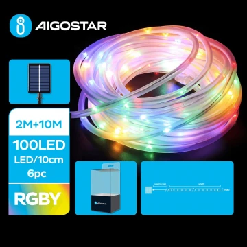 Aigostar - LED соларни коледни лампички 100xLED/8 функции 12 м IP65 многоцветен