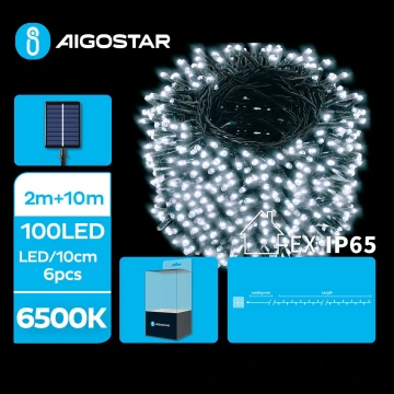 Aigostar - LED соларни коледни лампички 100xLED/8 функции 12 м IP65 студено бял