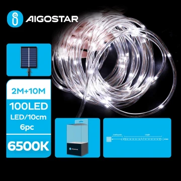 Aigostar - LED соларни коледни лампички 100xLED/8 функции 12 м IP65 студено бял