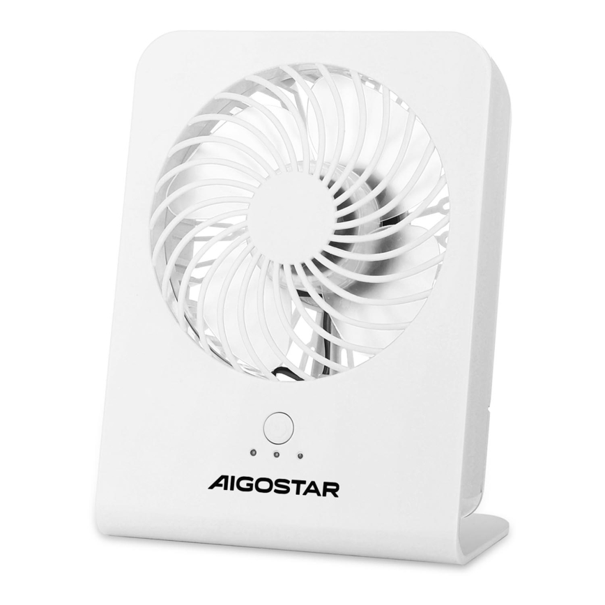 Aigostar - Вентилатор за маса 5W/5V бял