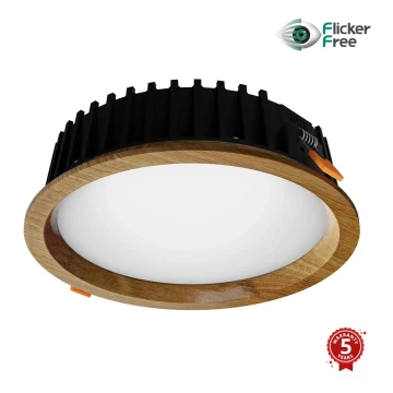 APLED - LED Лампа за окачен таван RONDO WOODLINE LED/12W/230V 3000K Ø 20 см дъб масивнo дървo