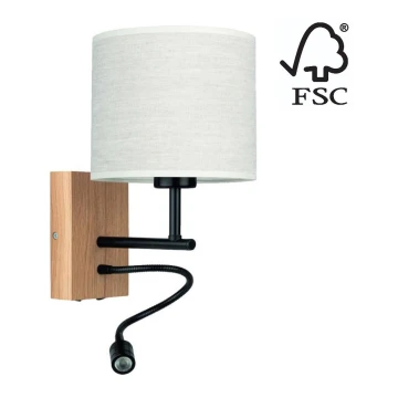 Аплик BOHO 1xE27/25W + LED/1W/230V дъб – FSC сертифицирано