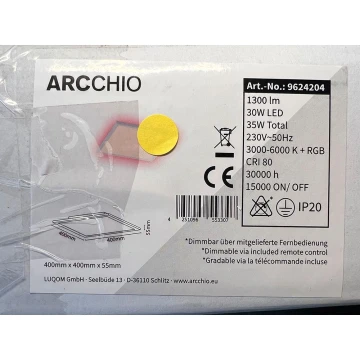 Arcchio - LED RGBW Димируем плафон BRENDA LED/30W/230V + дистанционно управление