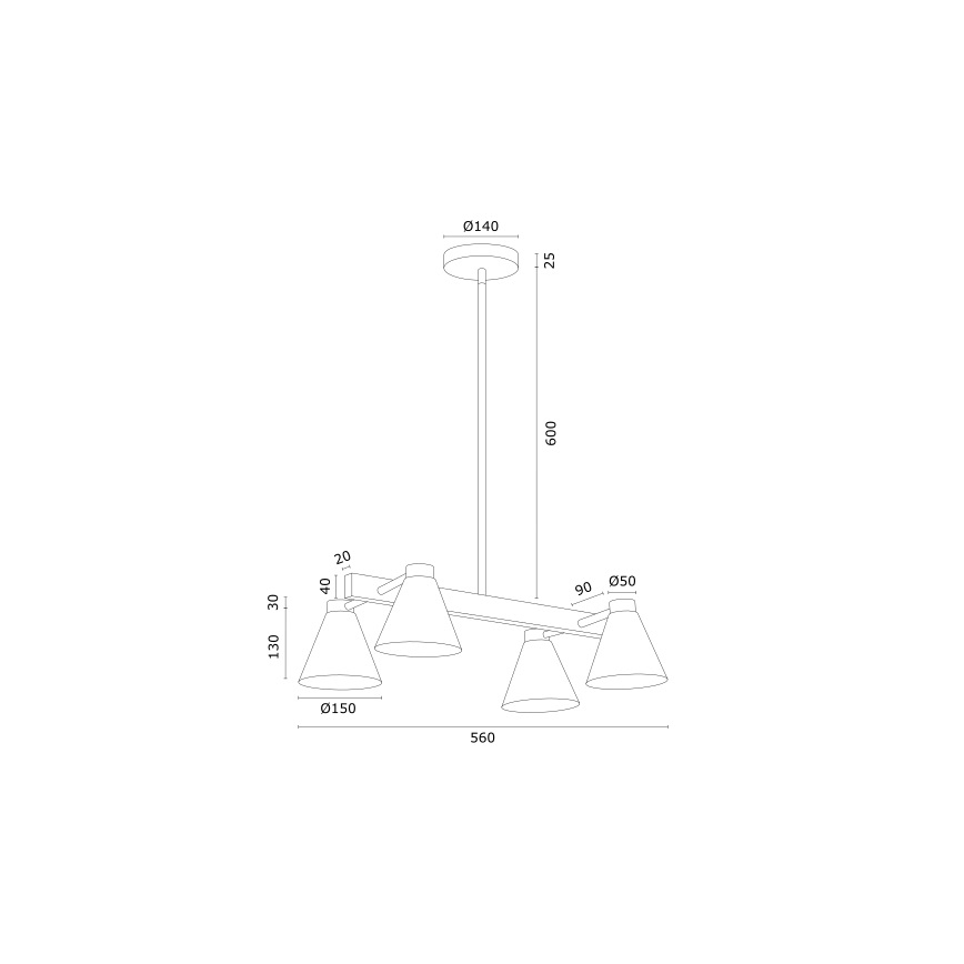 Argon 1774 - Полилей AVALONE 4xE27/15W/230V черен/златист