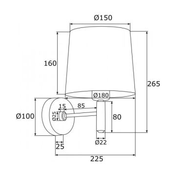 Argon 4347 - Аплик PONTE 1xE27/15W/230V сив/месинг