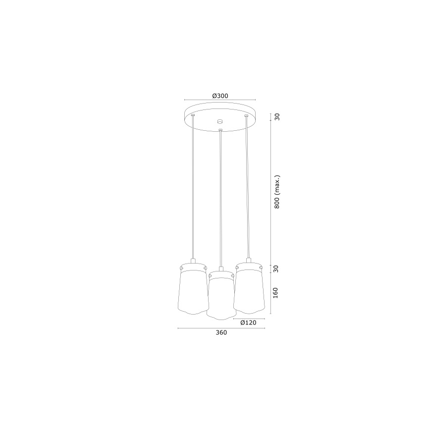 Argon 6164 - Висящ полилей PASADENA 3xE27/15W/230V златист/бял