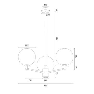 Argon 6310 - Висящ полилей PALOMA 3xE14/7W/230V златист/черен