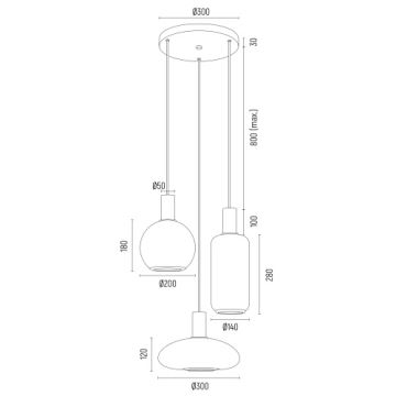 Argon 6323 - Пендел SAGUNTO PLUS 3xE27/15W/230V