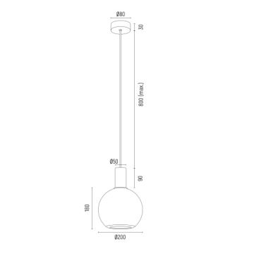 Argon 8564 - Пендел SAGUNTO PLUS 1xE27/15W/230V Ø 20 см  черен