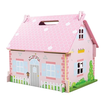 Bigjigs Toys - Преносима дървена къща за кукли