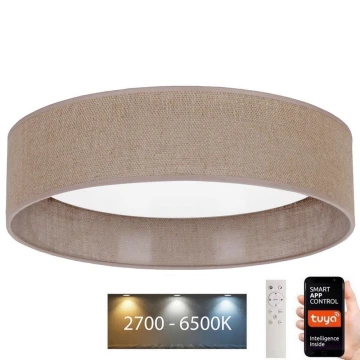 Brilagi - LED Димируем плафон VELVET SMART LED/36W/230V Ø 55 см 2700-6500K Wi-Fi Tuya кафяв + дистанционно