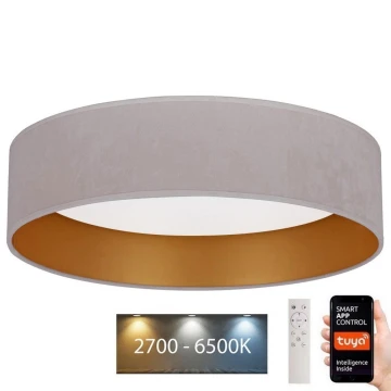 Brilagi - LED Димируем плафон VELVET SMART LED/36W/230V Ø 55 см 2700-6500K Wi-Fi Tuya кремав/златист + дистанционно управление