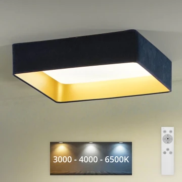 Brilagi - LED Димируем плафон VELVET SQUARE LED/24W/230V 3000/4000/6500K + дистанционно управление тъмносин