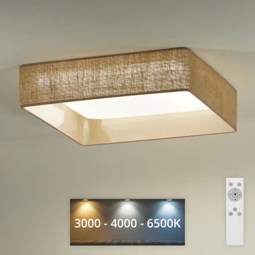 Brilagi - LED Димируем плафон VELVET SQUARE LED/24W/230V 3000/4000/6500K + дистанционно управление кафяв