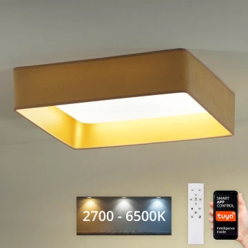 Brilagi - LED Димируем плафон VELVET SQUARE SMART LED/36W/230V 2700-6500K Wi-Fi Tuya + дистанционно управление бежов