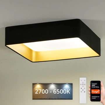 Brilagi - LED Димируем плафон VELVET SQUARE SMART LED/36W/230V 2700-6500K Wi-Fi Tuya + дистанционно управление черен