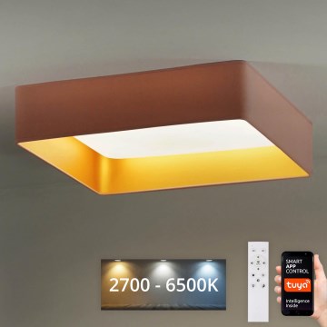 Brilagi - LED Димируем плафон VELVET SQUARE SMART LED/36W/230V 2700-6500K Wi-Fi Tuya + дистанционно управление розов