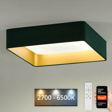 Brilagi - LED Димируем плафон VELVET SQUARE SMART LED/36W/230V 2700-6500K Wi-Fi Tuya + дистанционно управление зелен