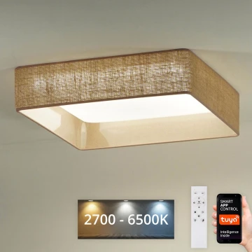 Brilagi - LED Димируем плафон VELVET SQUARE SMART LED/36W/230V 2700-6500K Wi-Fi Tuya + дистанционно управление кафяв