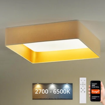 Brilagi - LED Димируем плафон VELVET SQUARE SMART LED/36W/230V 2700-6500K Wi-Fi Tuya + дистанционно управление кремав