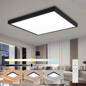 Brilagi - LED Димируем плафон за баня FRAME SMART LED/50W/230V 3000-6000K IP44 черен + дистанционно управление