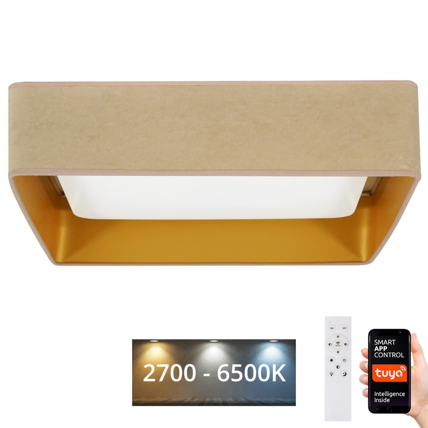 Brilagi - LED Димируем плафон VELVET SQUARE SMART LED/36W/230V 2700-6500K Wi-Fi Tuya + дистанционно управление бежов