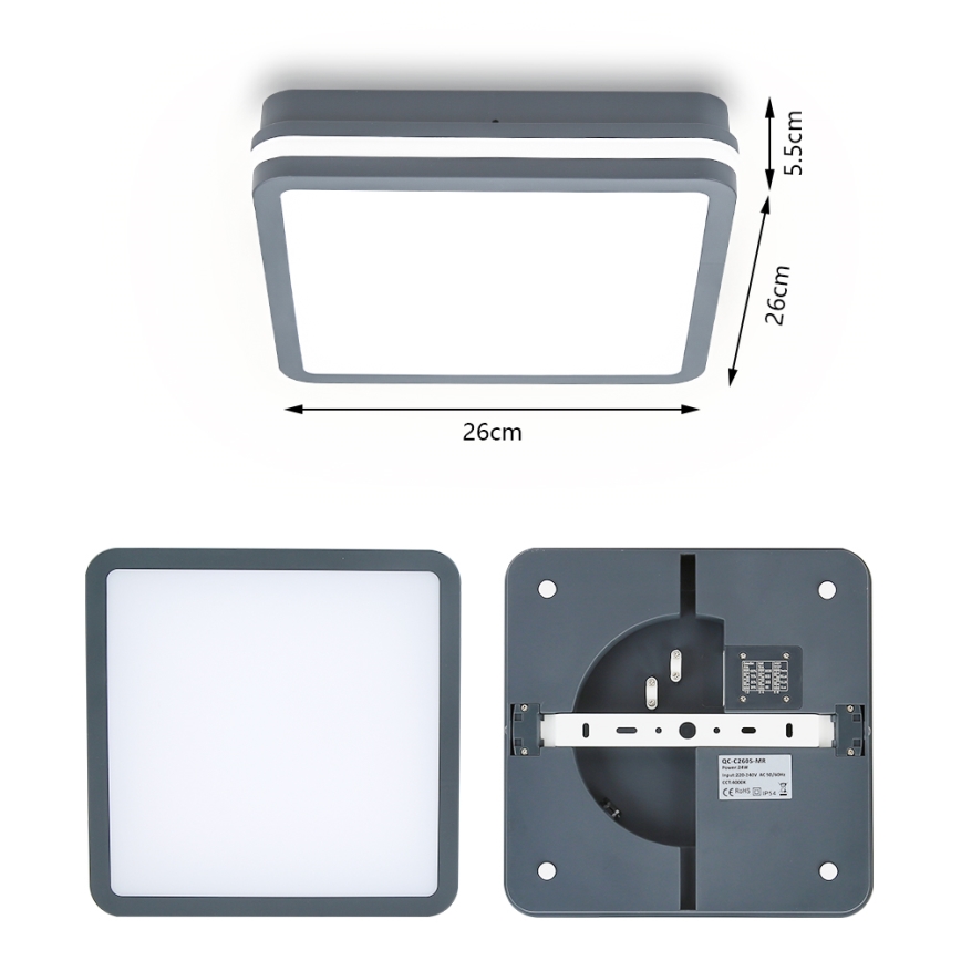 Brilagi - LED Екстериорна лампа BENE LED/24W/230V 26x26 см антрацит IP54