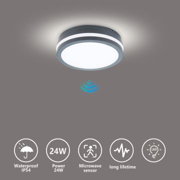 Brilagi - LED Екстериорна лампа със сензор BENE LED/18W/230V Ø 22 см антрацит IP54