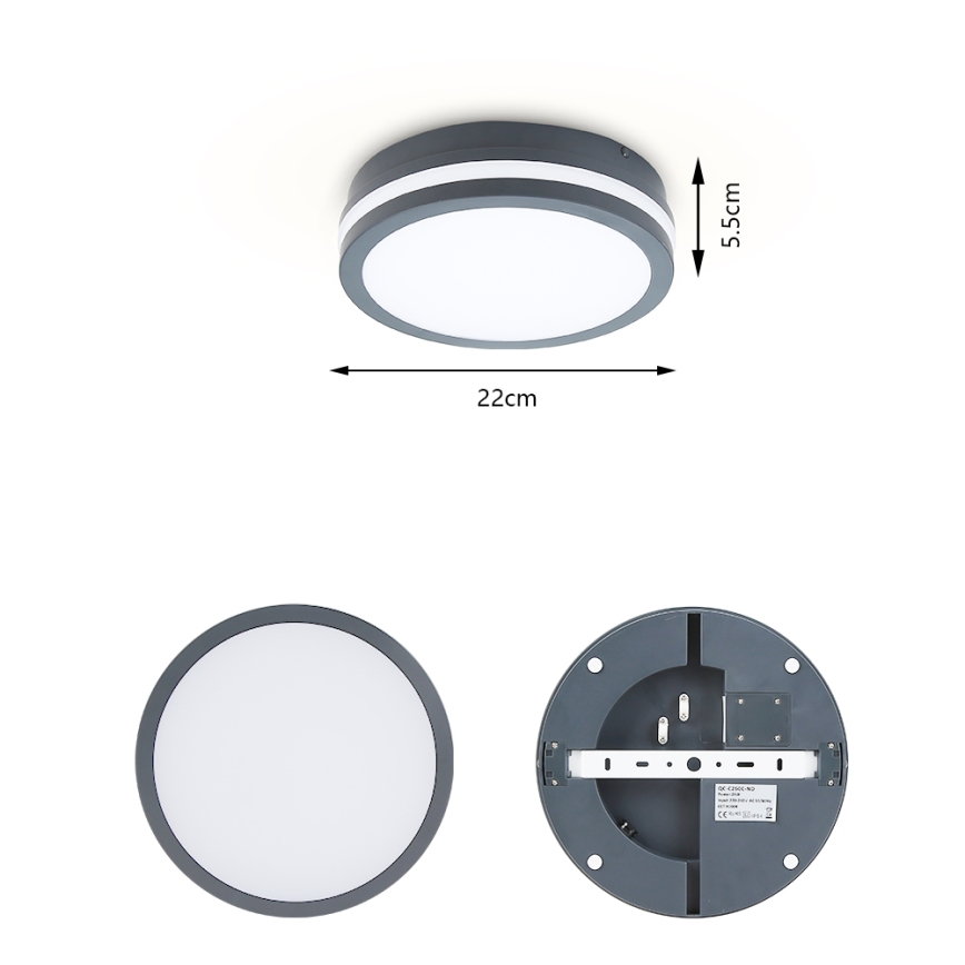 Brilagi - LED Екстериорна лампа със сензор BENE LED/18W/230V Ø 22 см антрацит IP54