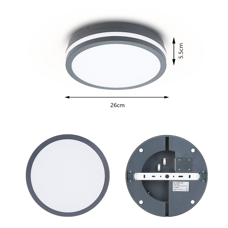 Brilagi - LED Екстериорна лампа със сензор BENE LED/24W/230V Ø 26 см антрацит IP54