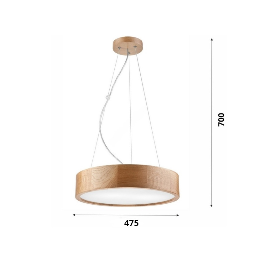 Brilagi - LED Пендел CARVALHO 3xE27/60W/230V дъб Ø 47,5 см