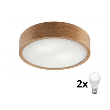 Brilagi - LED Плафониера CARVALHO 2xE27/60W/230V дъб Ø 37,5 см